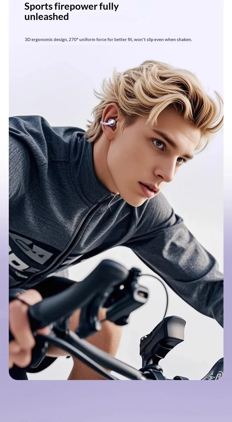 Wireless Clip-On Bluetooth Earbuds Premium HiFi Audio Sports Headphones Long Battery Life with Built-in Microphone
