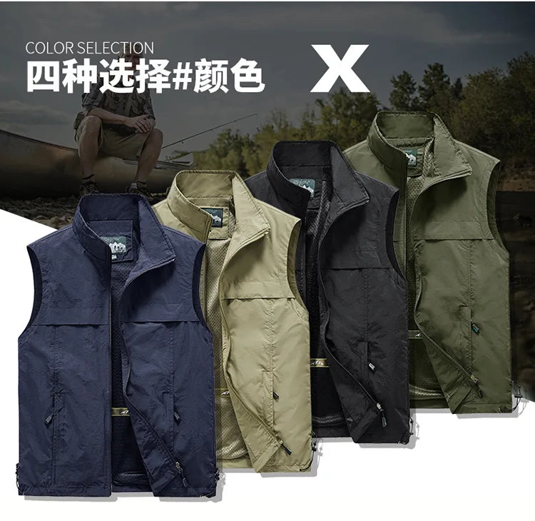 New 2026 Men's Lightweight Outdoor Vest Work Hiking Fishing Photo Travel Vest Men Running Sports Sleeveless Coats Mesh Waistcoat