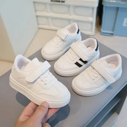 Kids Sports Shoes for School 2025 New Fashion Boys Girls White Shoes Non-slip Soft Sole Children Casual Shoes Hook&amp;loop Trendy