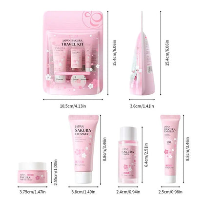 Sakura Skin Care Set facial Cleanser,Serum,Toner,Sunscreen,facial cream Beauty skin care For Women Gifts Routine Travel Kit