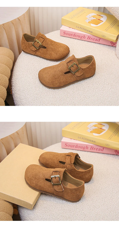 Kids Casual Shoes for Girls 2025 New Autumn Toddler Walking Shoes Soft Sole Solid Color Retro Simple School Outdoor Play age3-8