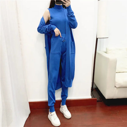 Clothes for Women 2026 Winter Autumn 3 Piece Women Fashion Knitted Top Pant Set Ladies Sweater Suit Ladies Women Suit Outfits