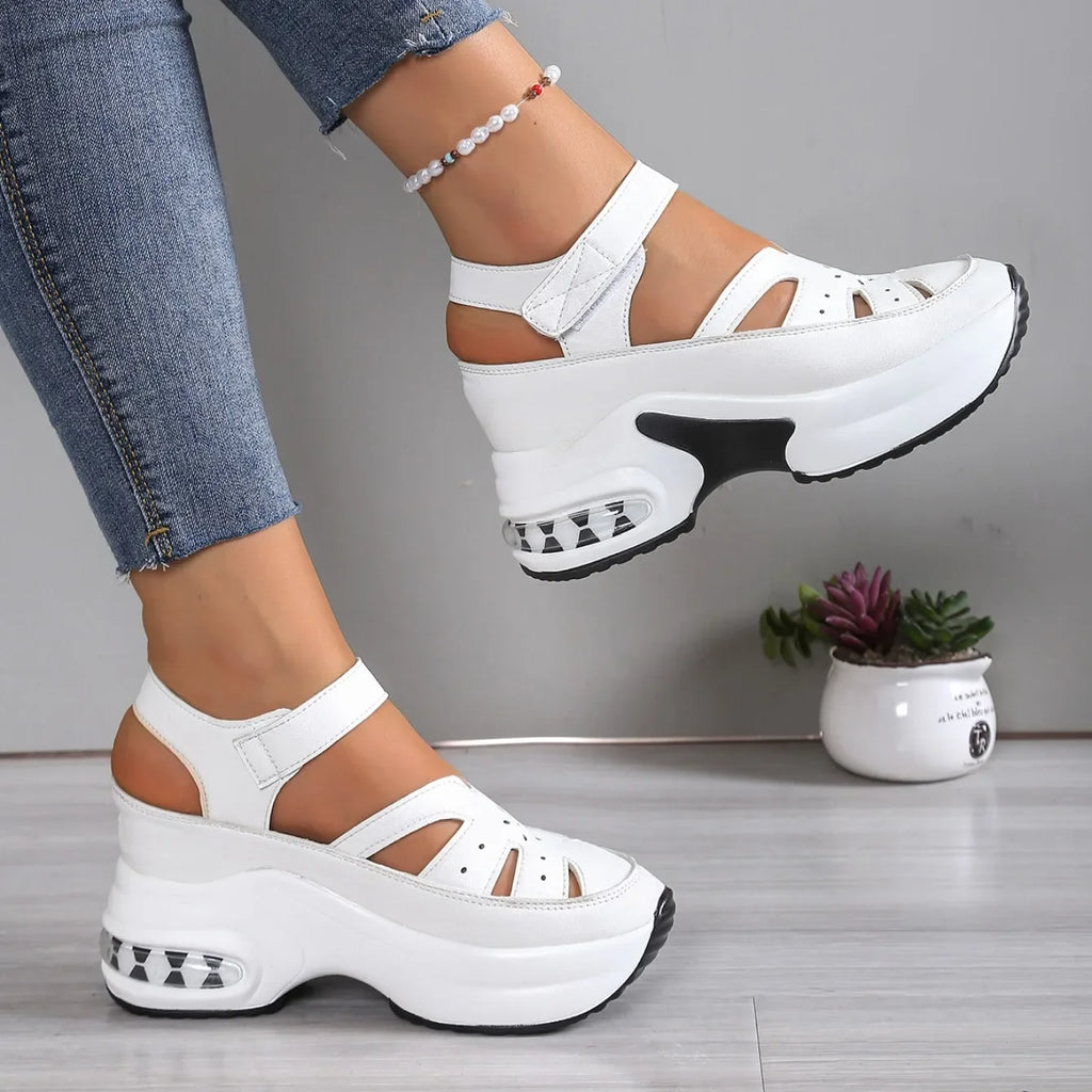 Women Sandals New Closed Toe Office and Career Summer Solid Wedge Shoes for Women New High Quality Buckle Strap Sandals Women