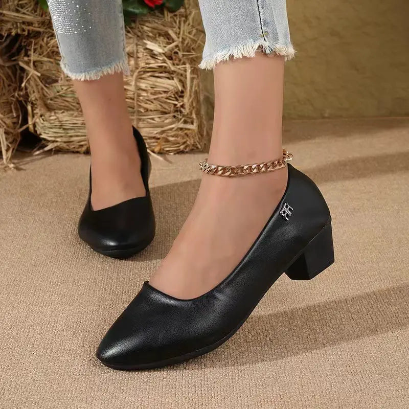 2025 New Women's Flats, Soft Sole Slip-On Pointed Toe Low Heel Work Shoes, Classic Comfortable Pumps for Office Commuting