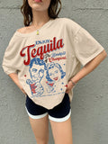 Tequila Retro Graphic Tees Women Cute Funny Alcohol Drinking T-Shirts Vintage Fashion T Shirts Tops Short Sleeve Unisex Clothing