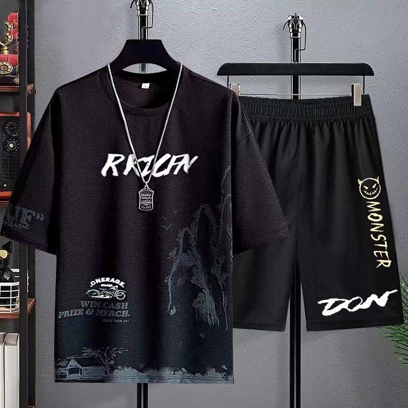 Clothes for Men Slim Fit Chic Basic Kpop Casual Cool Grey Pants Sets Male T Shirt Stretch Loose High Quality 5xl Luxury Xl S Top