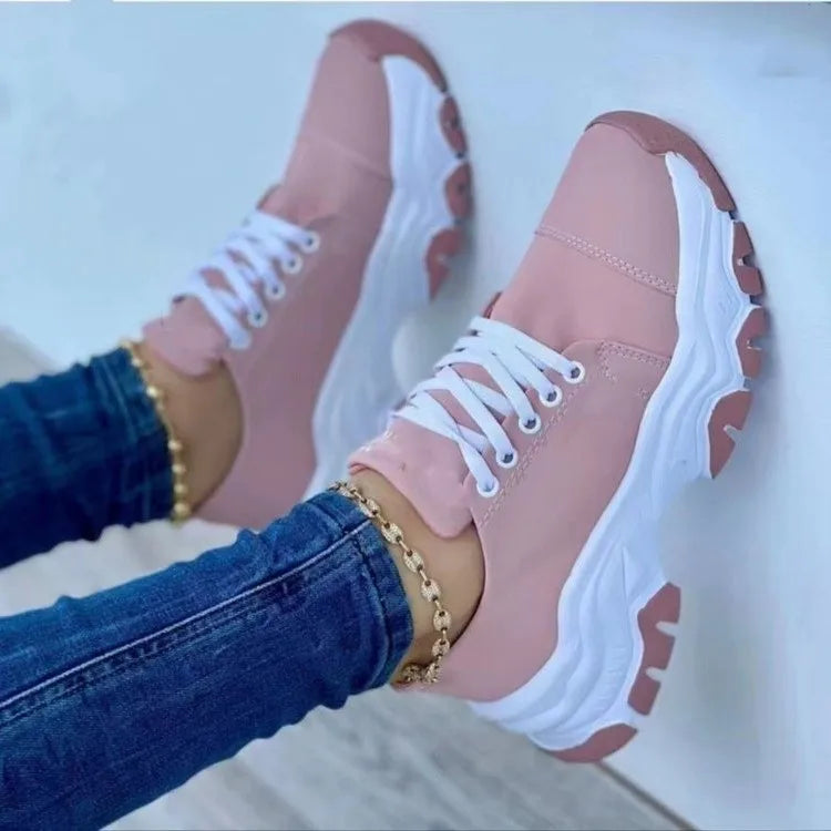 Women Vulcanized Shoes Platform Shoes for Women 2025 Solid Color Suede Womens Sneakers Comfortable Casual Zapatillas Footwear