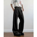 Spring Summer Pleated Wide Curved Trousers Men A-line Tailored Casual Suit Pants Streetwear Work wear Cleanfit Business