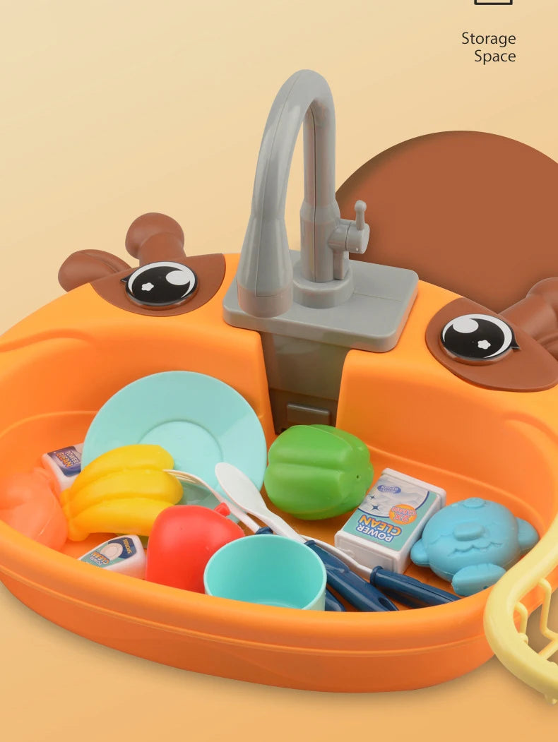Kids Kitchen Sink Toys Simulation Electric Dishwasher Mini Kitchen Food Pretend Play House Toy Set Children Role Play Girl Toys