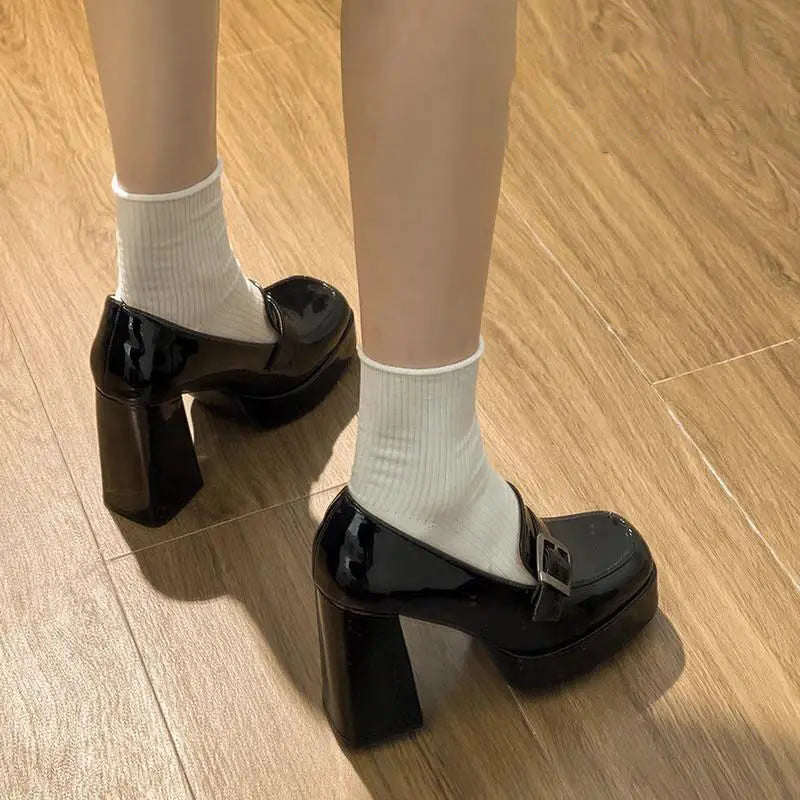 High heeled shoes for women in spring 2025  new coarse heel French fashion Le Fu shoes for women