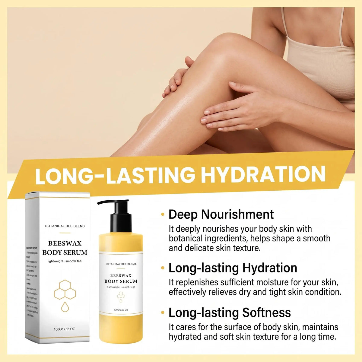 Beauty Bees Body Serum For Crepey Skin,Making Radiant-Looking Long Lasting Hydration Skin Waterless Glowing Body Oil Moisturizer