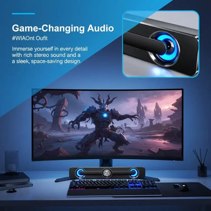 Bluetooth USB Wired Speakers Bar Stereo Speaker For Projector PC Laptop Phone