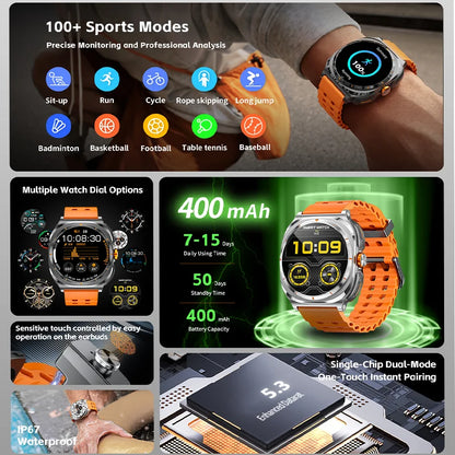 2026 New Watch Earphones 2-in-1 Smart Watch Health Monitoring Bluetooth Call 100+Sports Mode Outdoor Smart Watch Men and Women