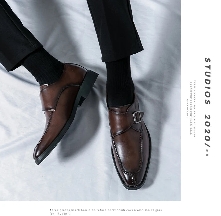 Leather Shoes For Men Fashion Buckle Classic Business Shoes for Male Luxury Brand Antiskid Cozy Men Loafers Design Shoes Men