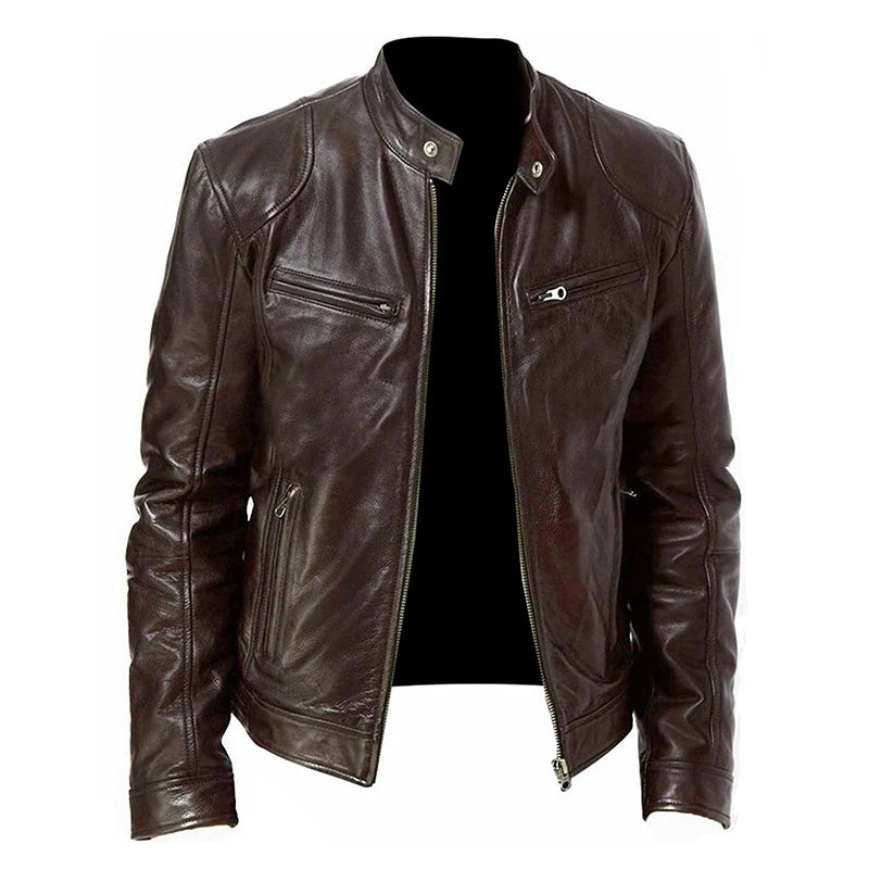 New Leather Jackets Man Bomber Motorcycle Biker Pu Leather Coat Spring Casual Loose Fit Faux Jacket Anti-wind Leather Coat Male