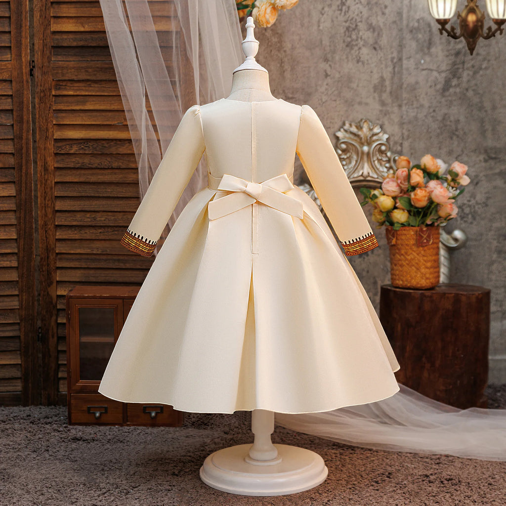 Kids Muslim Clothes Girls Long Sleeve Dressfashion Splice Print Robe Ramadan Party Dresses Dubai Morocco Gown for Birthday Gifts