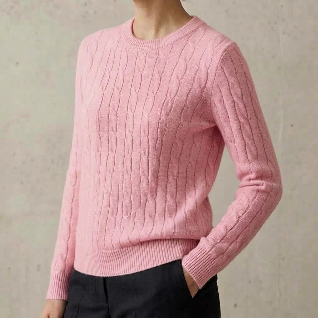 Women Cable Knit Sweater Crewneck Long Sleeve Pullover Autumn Soft Warm Knitted Jumper Fall Winter Casual Office Work Tops Coats