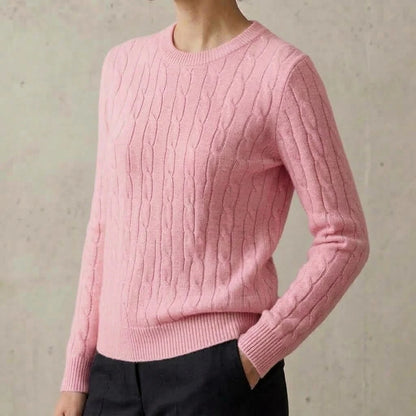 Women Cable Knit Sweater Crewneck Long Sleeve Pullover Autumn Soft Warm Knitted Jumper Fall Winter Casual Office Work Tops Coats