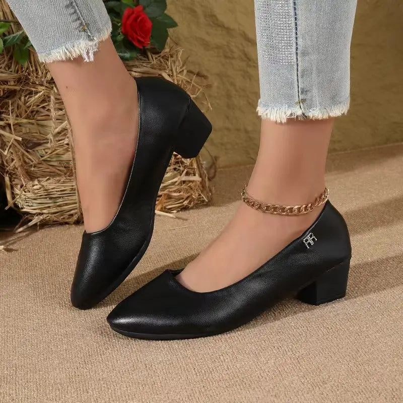 2025 New Women's Flats, Soft Sole Slip-On Pointed Toe Low Heel Work Shoes, Classic Comfortable Pumps for Office Commuting