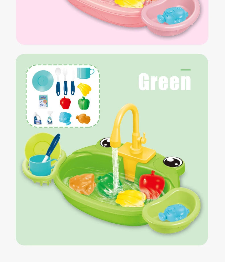 Kids Kitchen Sink Toys Simulation Electric Dishwasher Mini Kitchen Food Pretend Play House Toy Set Children Role Play Girl Toys