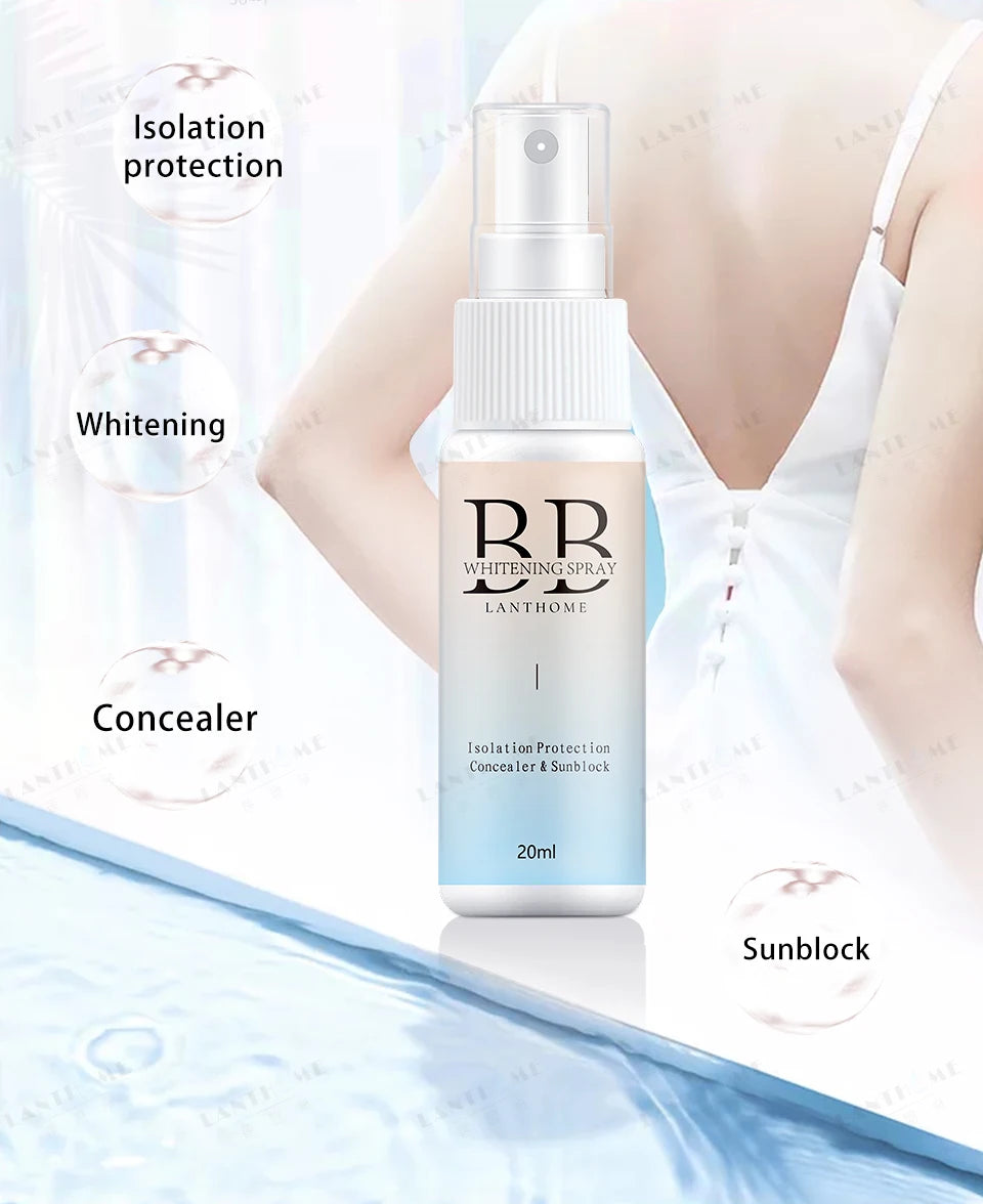 BB Whitening Spray, Skin Brightening Moisturizing BB Cream for Women, Face Foundation Nourishing Skin Care Beauty Cosmetics
