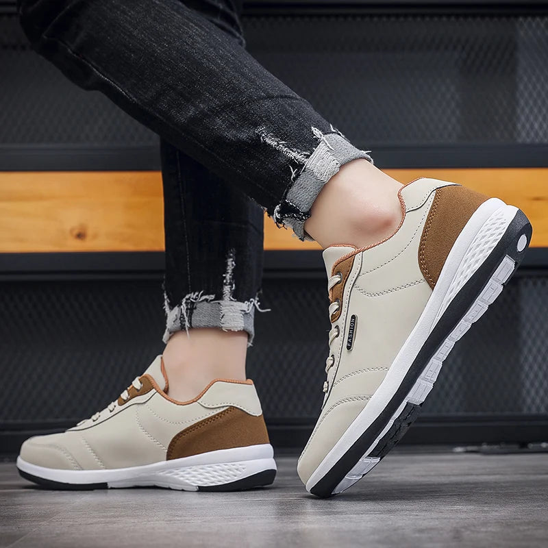 2025 Men Shoes Spring Autumn Waterproof Walking Sneakers Leisure Male Leather Sports Shoes Non-Slip Footwear Tennis for Men