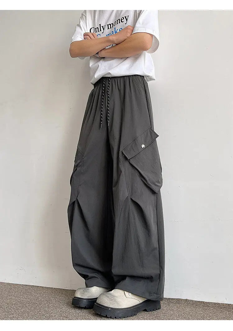 2026 Trendy Retro Wide-Leg Cargo Pants for Men- High Waist Utility Streetwear, Comfortable &amp; Stylish Casual Fashion Pants M-8XL