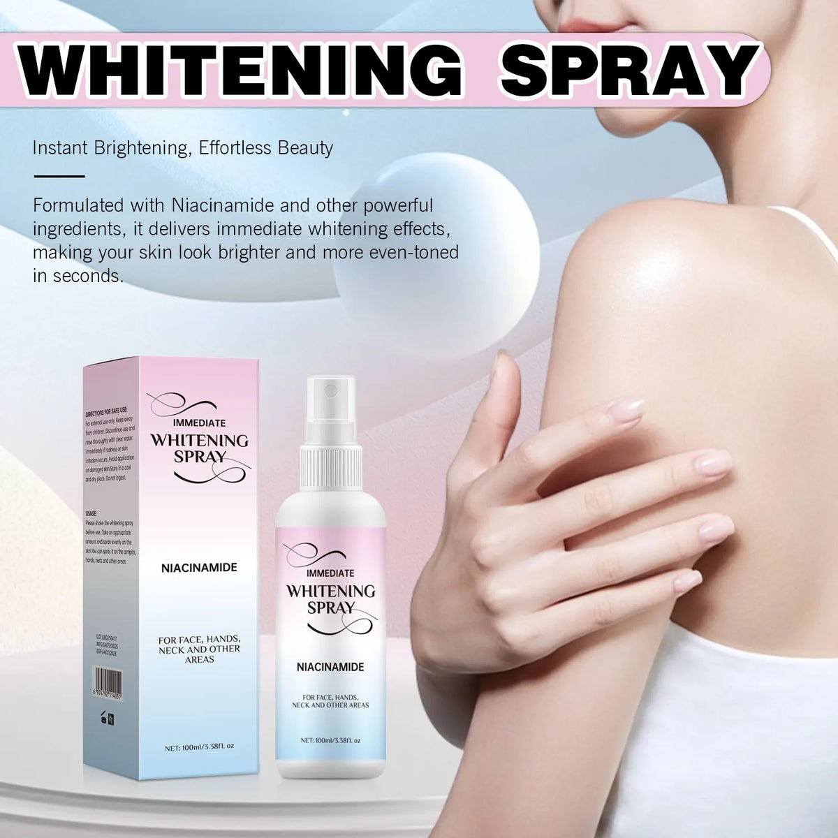 BB Whitening Spray, Skin Brightening Moisturizing BB Cream for Women, Face Foundation Nourishing Skin Care Beauty Cosmetics
