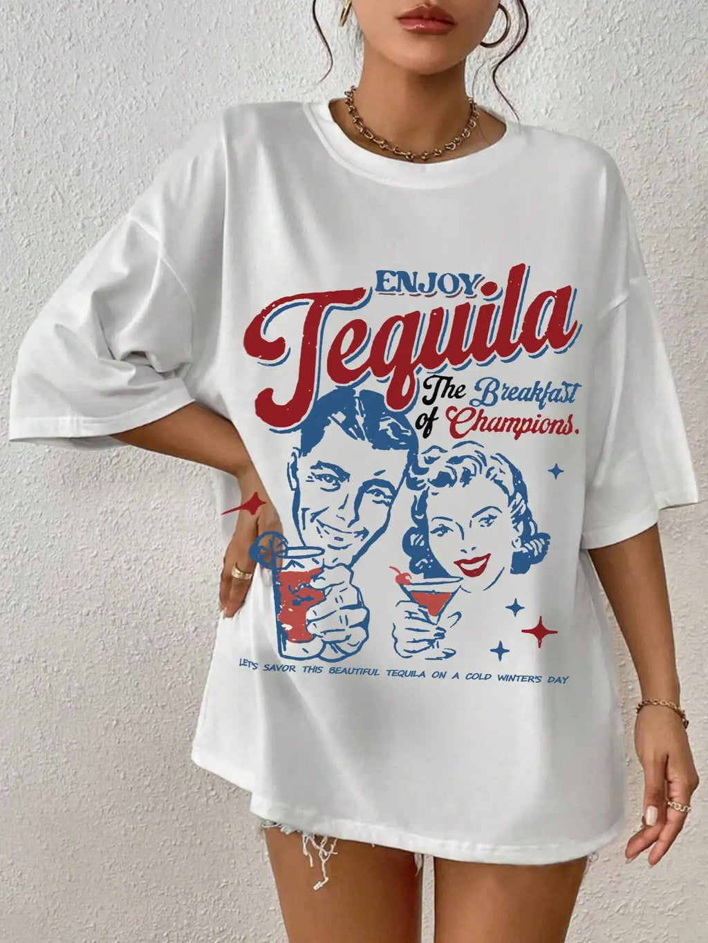 Tequila Retro Graphic Tees Women Cute Funny Alcohol Drinking T-Shirts Vintage Fashion T Shirts Tops Short Sleeve Unisex Clothing