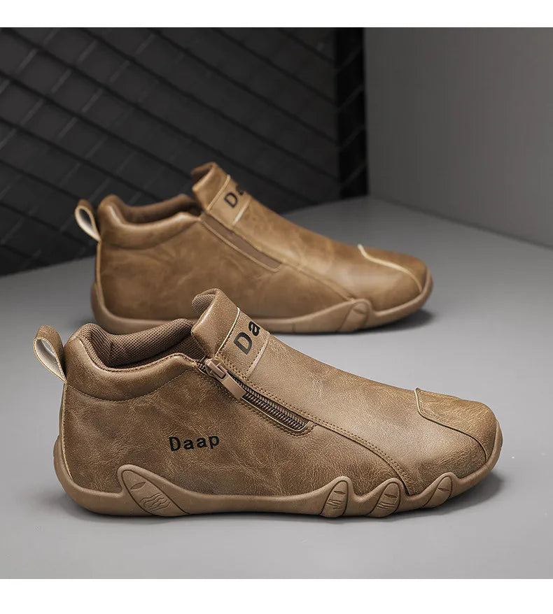 2024 New Casual Shoes for Men Luxury Round Toe Men Ankle Boots Light Slip on Walking Shoes Outdoor Comfor Men High Top Sneakers