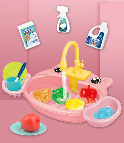 Kids Kitchen Sink Toys Simulation Electric Dishwasher Mini Kitchen Food Pretend Play House Toy Set Children Role Play Girl Toys