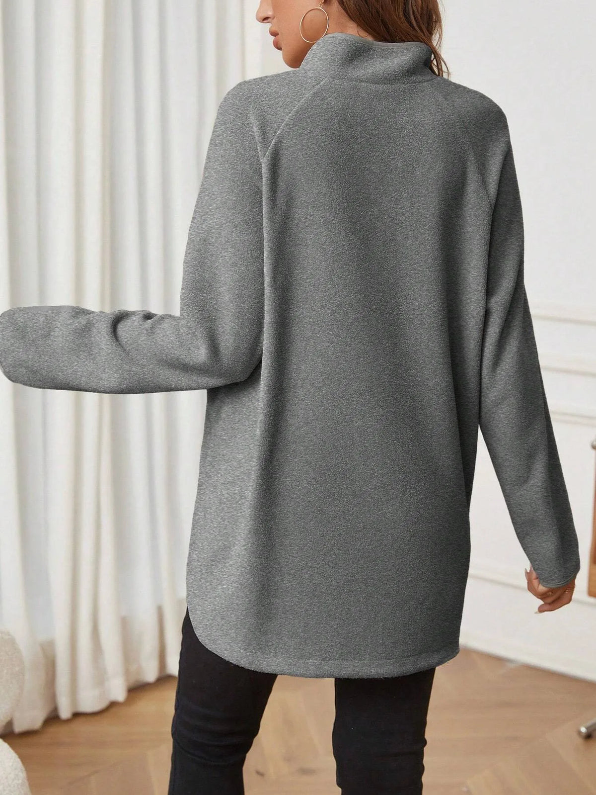 Maternity Clothes for Women Autumn Winter Pregnant Dresses Photoshoot Clothing Fashion Plain Zipper Loose Long-sleeved T-shirt