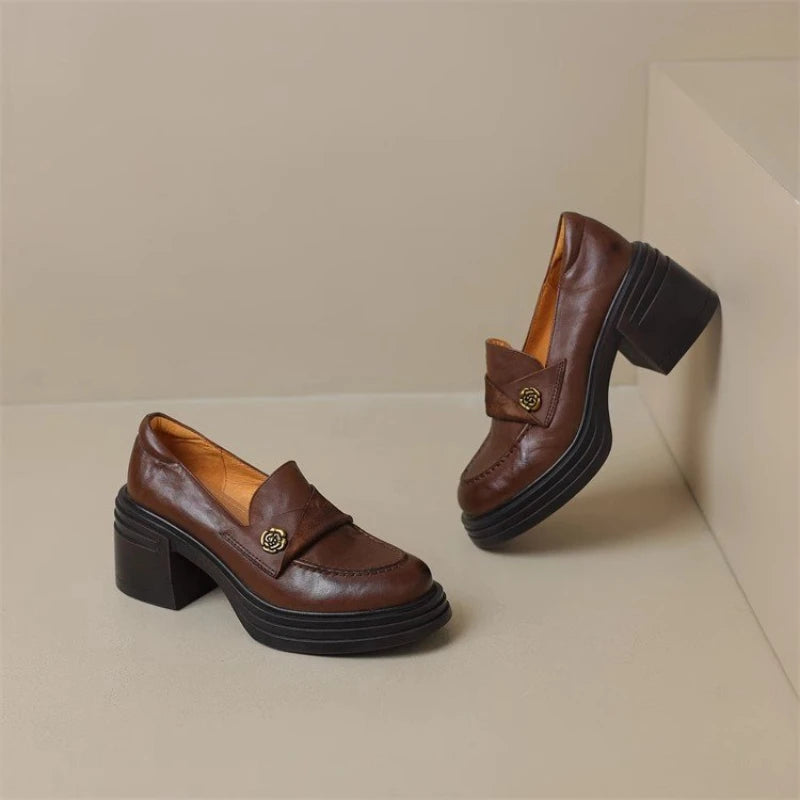 Women High Heel Shoes 2025 Retro Spring Autumn Performance Causal Women&