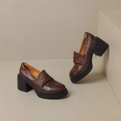 Women High Heel Shoes 2025 Retro Spring Autumn Performance Causal Women&