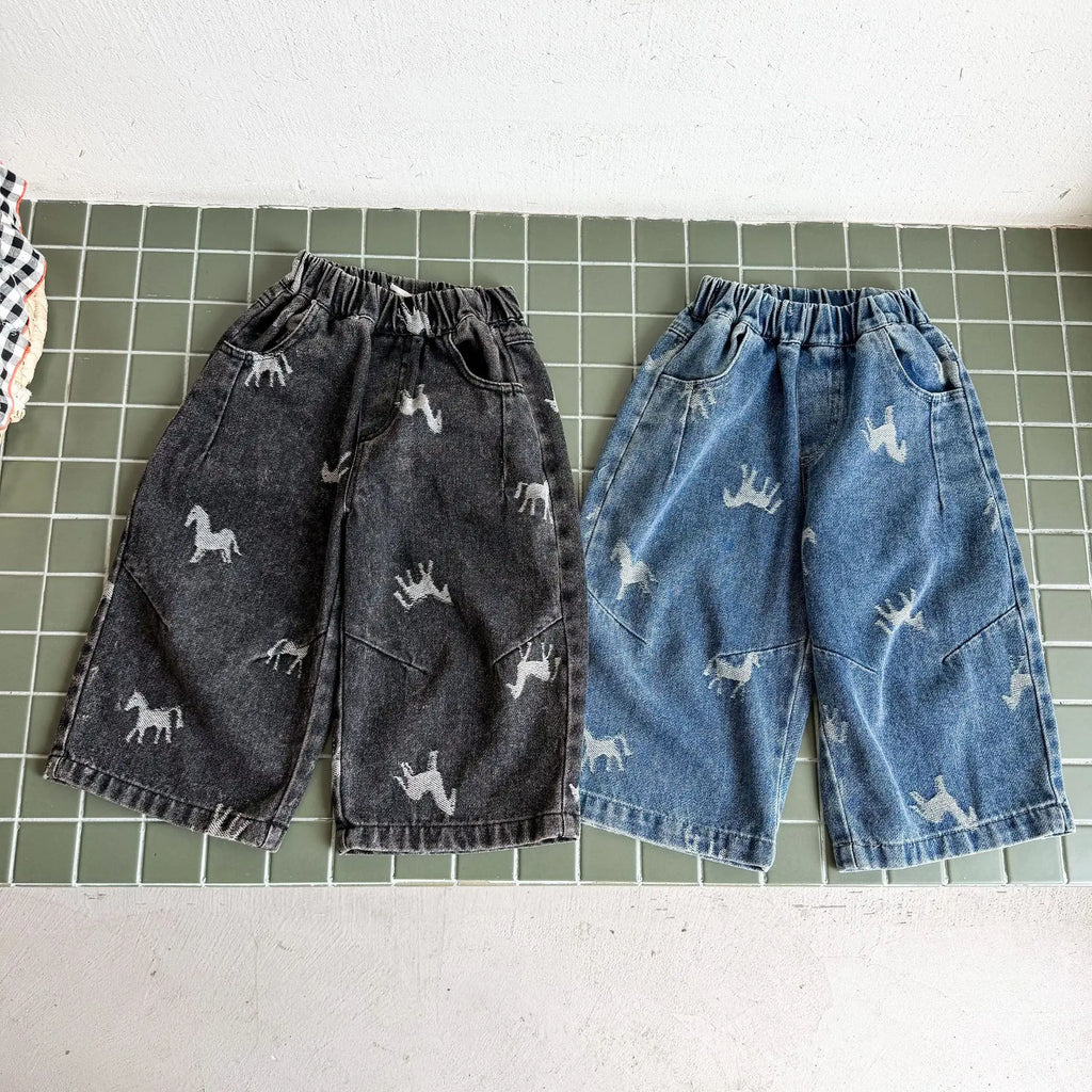 Children Clothe Skids Denim Pants Loose Boys Girls Autumn 2026 New Casual Fashionable Kids Loose Casual Wide-leg Pants