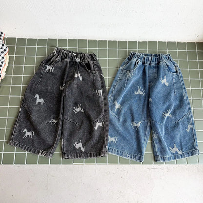 Children Clothe Skids Denim Pants Loose Boys Girls Autumn 2026 New Casual Fashionable Kids Loose Casual Wide-leg Pants