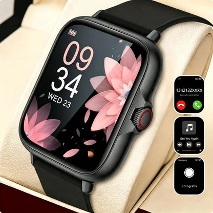 Smart Watch with Wireless Call, SMS, Multi-Sport Modes | Compatible with iPhone and Android, USB Charging, Clear Display