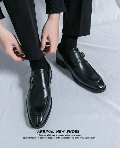 Leather Shoes For Men Fashion Buckle Classic Business Shoes for Male Luxury Brand Antiskid Cozy Men Loafers Design Shoes Men