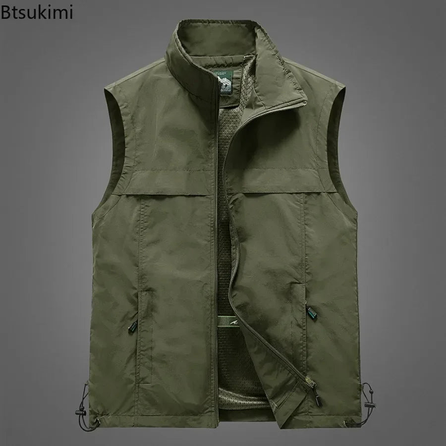 New 2026 Men's Lightweight Outdoor Vest Work Hiking Fishing Photo Travel Vest Men Running Sports Sleeveless Coats Mesh Waistcoat