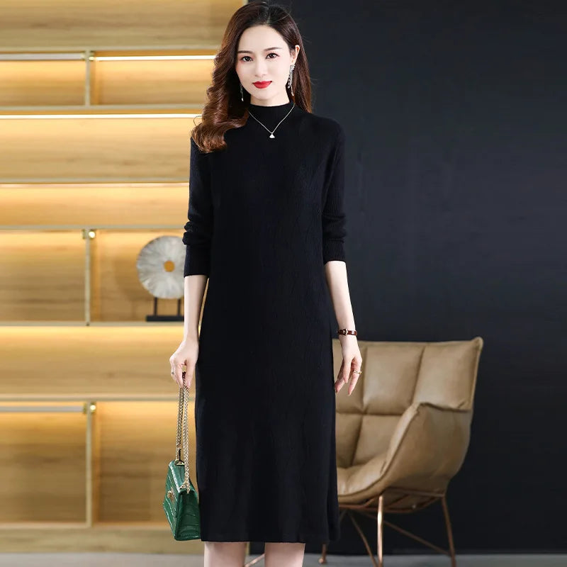 New Knitwear Woman Clothes Vintage Autumn Winter Bottom Wear Sweater Dress Pulls Femmes Long Sleeve Tops Pullover Women&