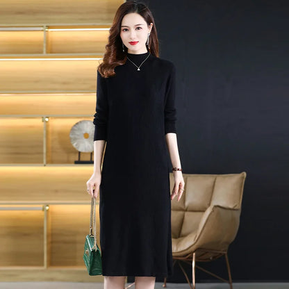 New Knitwear Woman Clothes Vintage Autumn Winter Bottom Wear Sweater Dress Pulls Femmes Long Sleeve Tops Pullover Women&