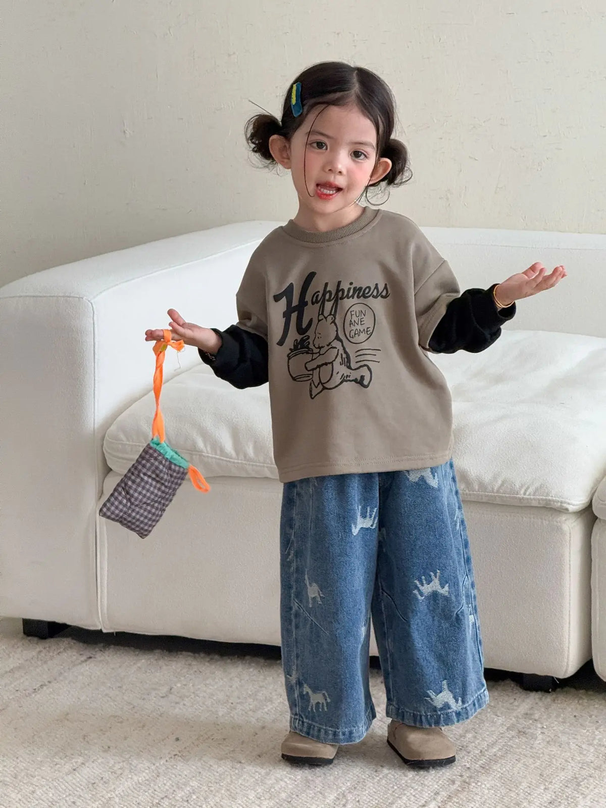 Children Clothe Skids Denim Pants Loose Boys Girls Autumn 2026 New Casual Fashionable Kids Loose Casual Wide-leg Pants