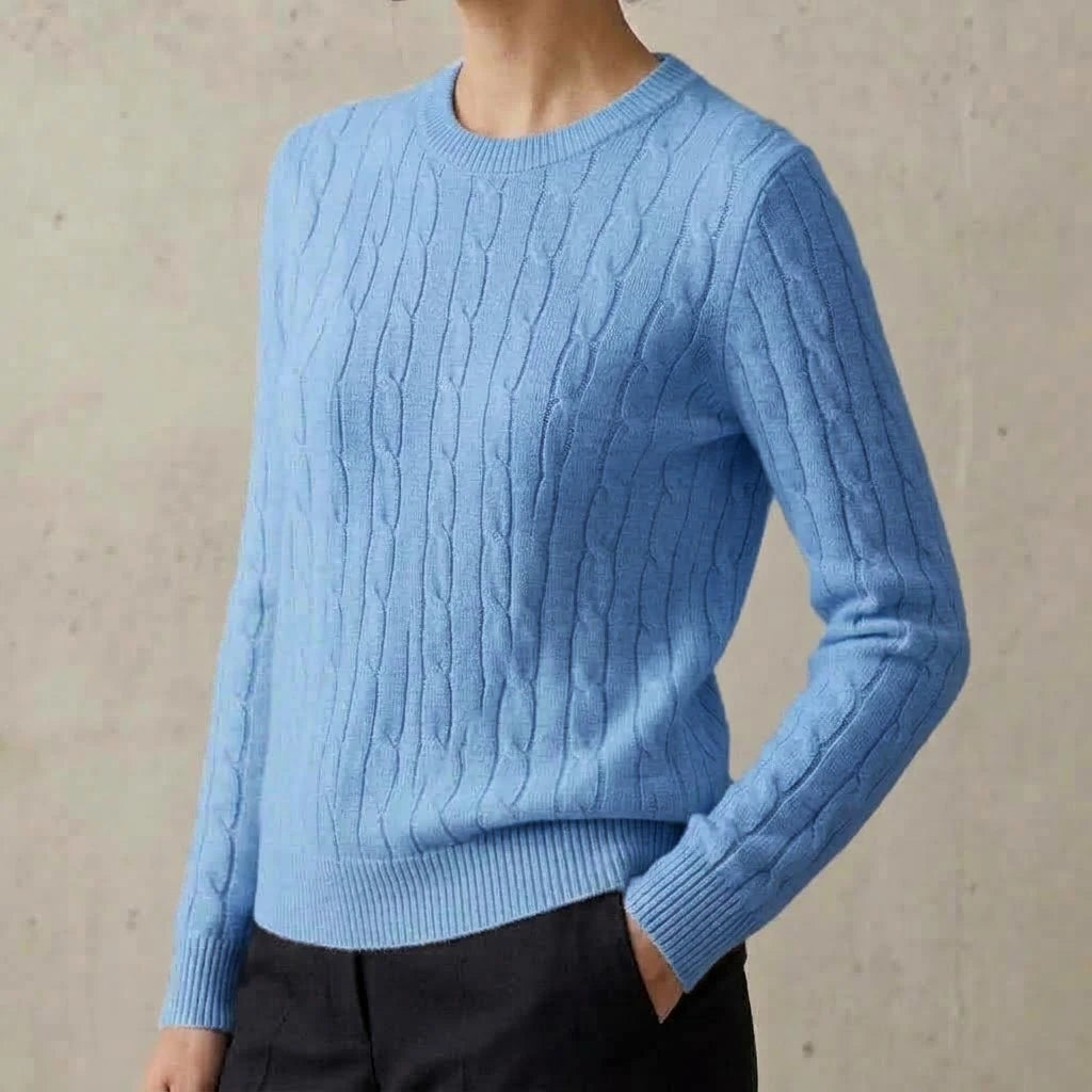 Women Cable Knit Sweater Crewneck Long Sleeve Pullover Autumn Soft Warm Knitted Jumper Fall Winter Casual Office Work Tops Coats
