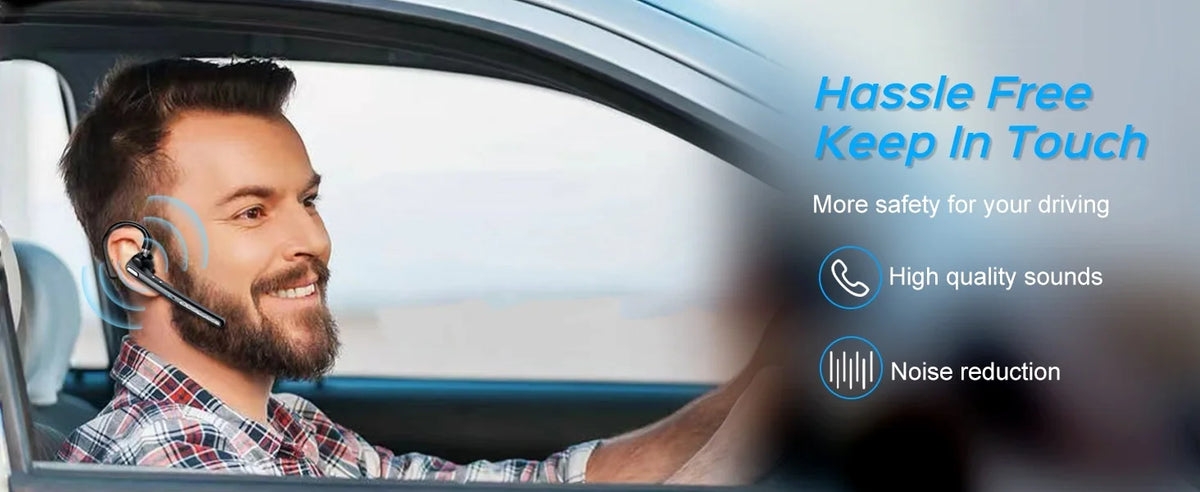 Bluetooth 6.0 Business Wireless Earphone Left Right Ear Universal LED Display With Mic Headset Ultra-long Standby For Car Driver