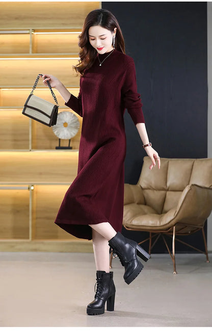 New Knitwear Woman Clothes Vintage Autumn Winter Bottom Wear Sweater Dress Pulls Femmes Long Sleeve Tops Pullover Women&