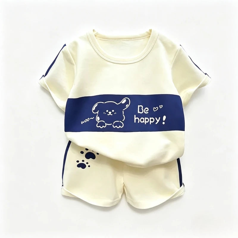 Kids Clothes Cotton Set Short Sleeve Suit Baby Girls Boys Set Summer Tops +short Children&