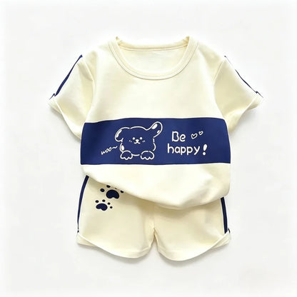 Kids Clothes Cotton Set Short Sleeve Suit Baby Girls Boys Set Summer Tops +short Children&