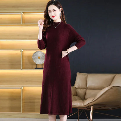 New Knitwear Woman Clothes Vintage Autumn Winter Bottom Wear Sweater Dress Pulls Femmes Long Sleeve Tops Pullover Women&