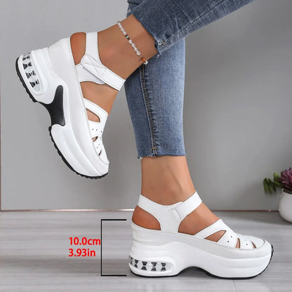 Women Sandals New Closed Toe Office and Career Summer Solid Wedge Shoes for Women New High Quality Buckle Strap Sandals Women