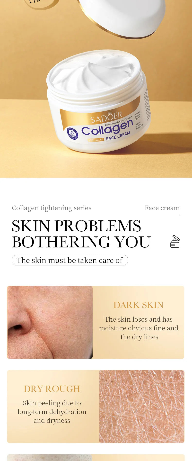 SADOER Collagen Firming Face Cream sknicare Moisturizing Hydrating Face Creams Faical Cream Beauty Face Skin Care Products